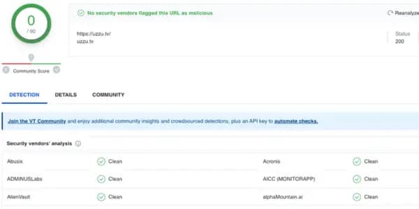 uzzu tv: virustotal