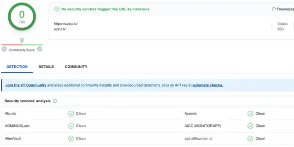 uzzu tv: virustotal 